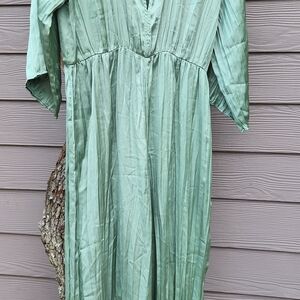 Zara Sage Green Chiffon Pleated Dress